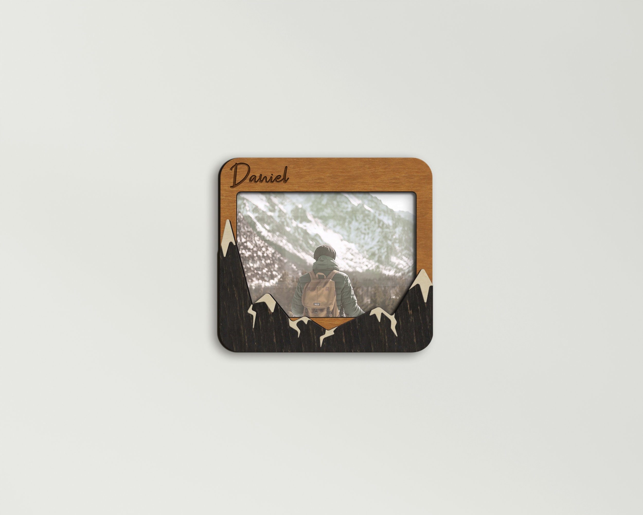 Personalized Mountain Photo Frame Custom Color Wall Decor Etsy