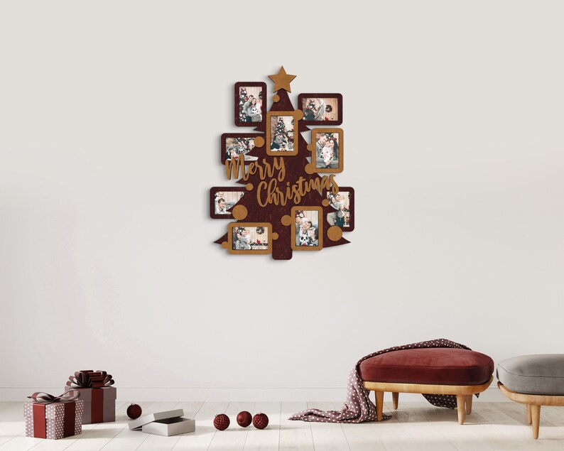 Wallmounted Christmas Tree Picture Frame Collage First Etsy