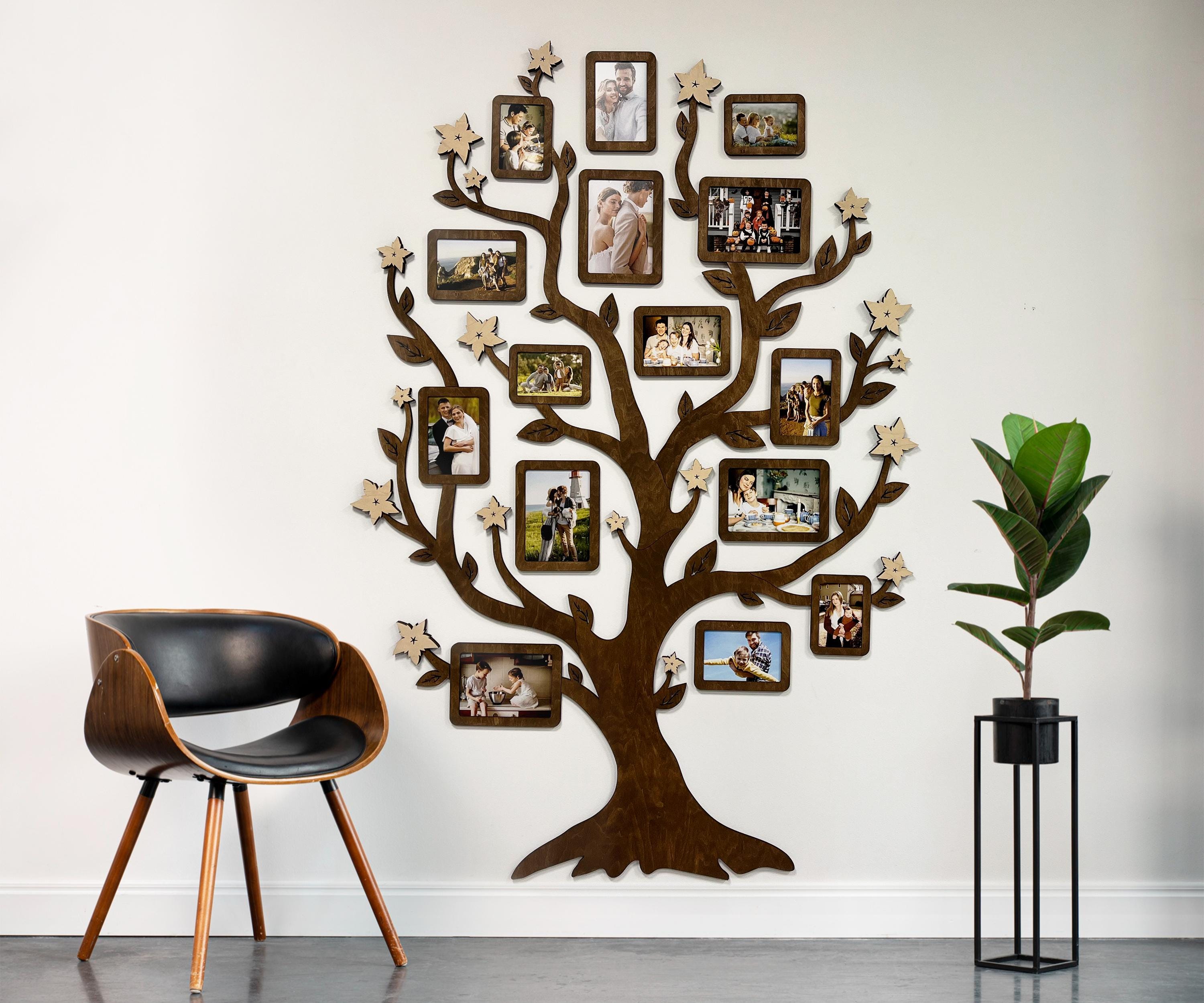 Wooden Family Tree With Photo Frames - Picture Frame Collage, Custom ...