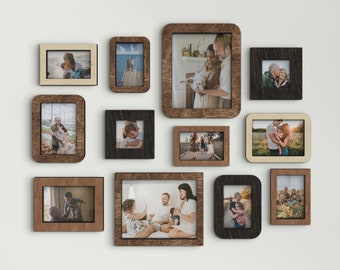 Bilderrahmen-Set Benutzerdefinierte Fotocollagenrahmen Holzwanddekor Familienmomente zusammen Multi Öffnungen Wohnzimmer Dekor Galerie Wandrahmen