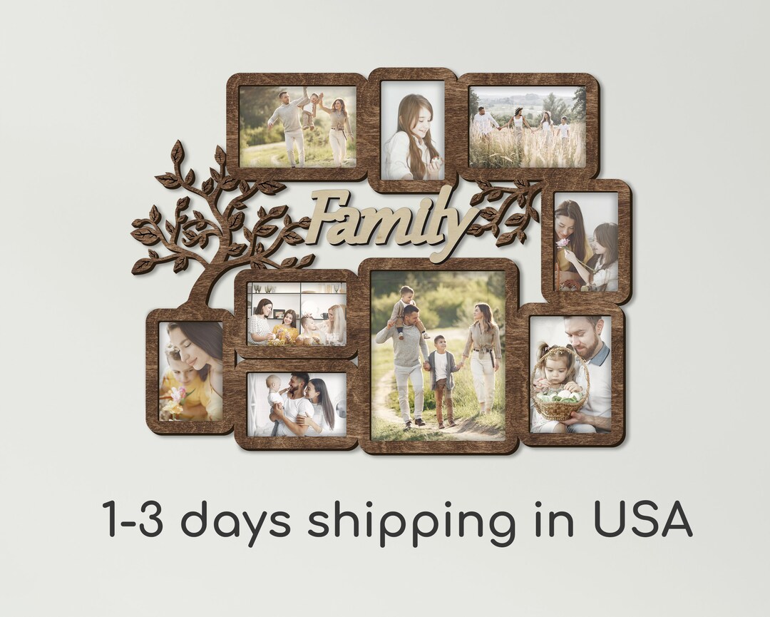 Wooden Family Photo Frame Collage Thanksgiving Wall Decor Family Sign