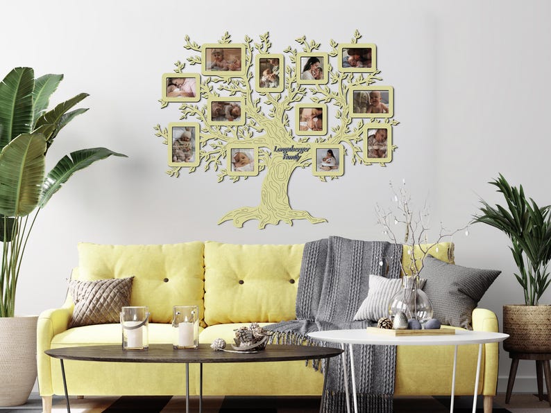Personalized Wooden Family Tree Photo Collage – Mom Grandma Wall Gift ...