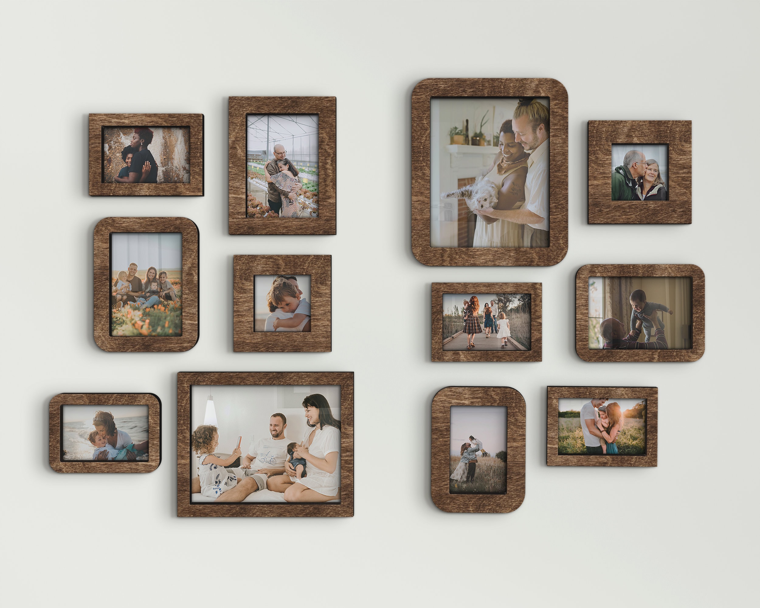 Conjunto de marcos de fotos montados en la pared de color personalizado  Regalo del día del padre Galería de marcos de pared de 12 piezas Collage de  pared familiar Marcos de cuadros