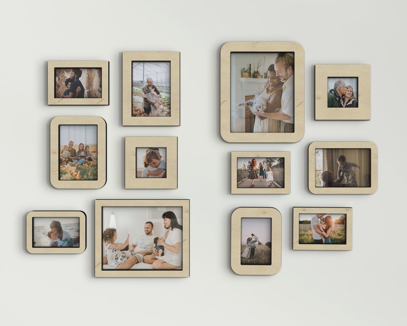 Random Photo Frames Wooden Picture Frame Collage 12 Piece Picture Frame Set Custom Color ...