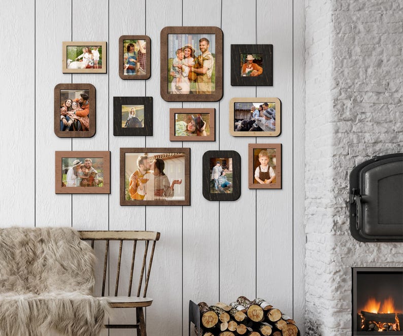 Picture Frame Bundle Wooden Wall-mounted 12-piece Photo Frame Set Custom Color Photo Frame ...