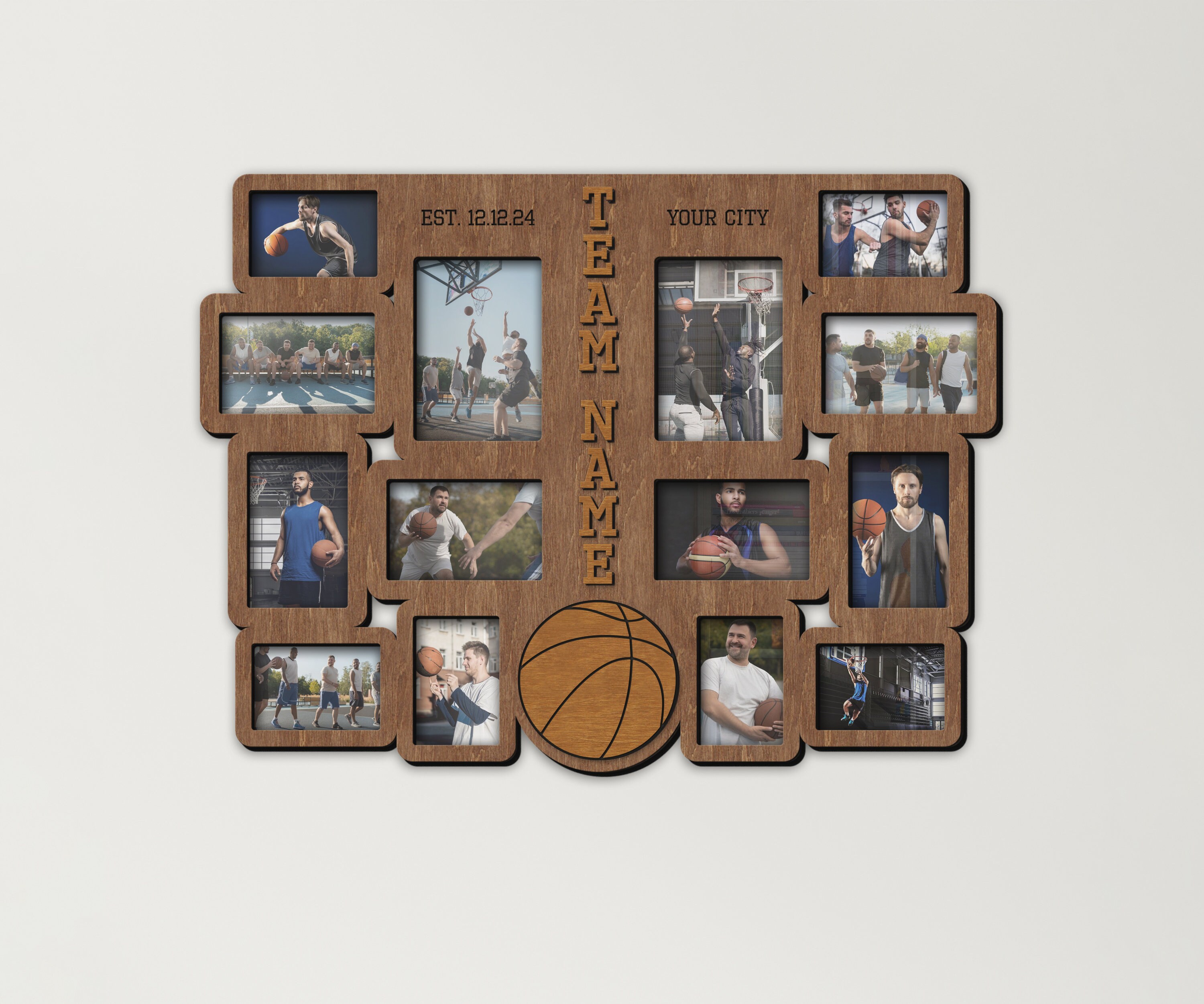 Handcrafted Sports Team Display Custom Basketball Picture Frame Collage ...