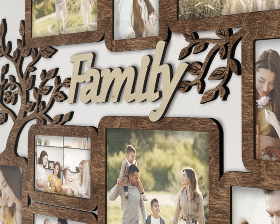 Wooden family photo frame collage Thanksgiving wall decor Family