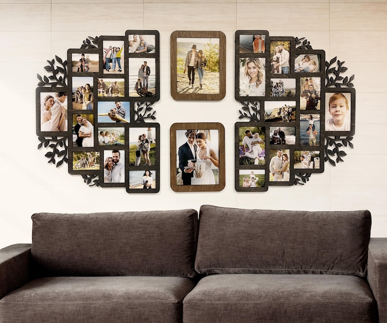 Split Family Tree Collage - Rustic Picture Frame, Custom Living Room ...