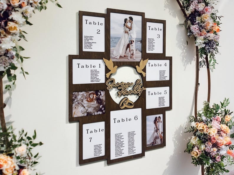 Personalized Wedding Seating Chart – Custom Board Sign, Photo Frame ...
