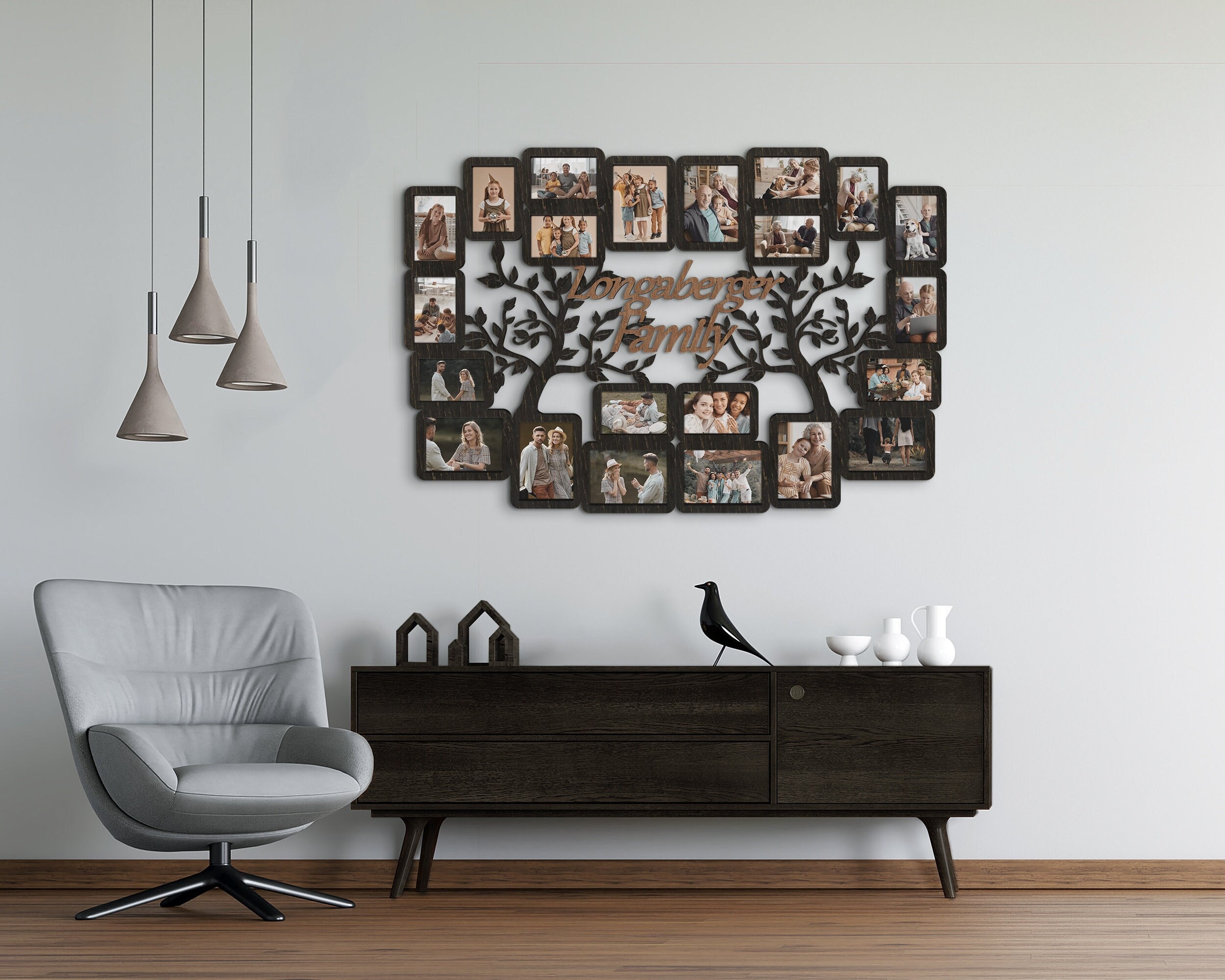 Large family tree frame Personalized picture frame collage Custom family tree gift Family tree wall decor Engraved photo frame collage