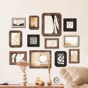 Wooden wall-mounted 12-piece photo frame set Custom color photo frame collage Multiple 4x4 4x6 5x7 8x10 picture frames Black Friday sale
