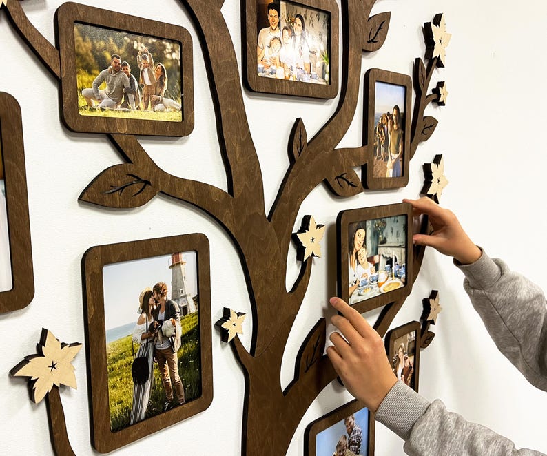 Tall Family Tree With Photo Frames - Wooden Rustic Picture Frame ...