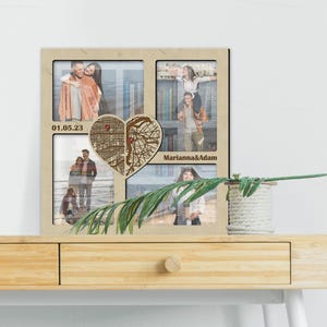 Jolis cadeaux personnalisés pour une nouvelle maman - carte des toits de la ville, cadre photo, cadeau pour elle, petit collage familial, cadeau future maman, nouveaux parents