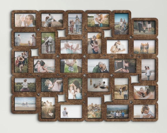 Adeco Decorative Black Wood Wall Hanging Collage Picture Photo Frame, 12 Opening