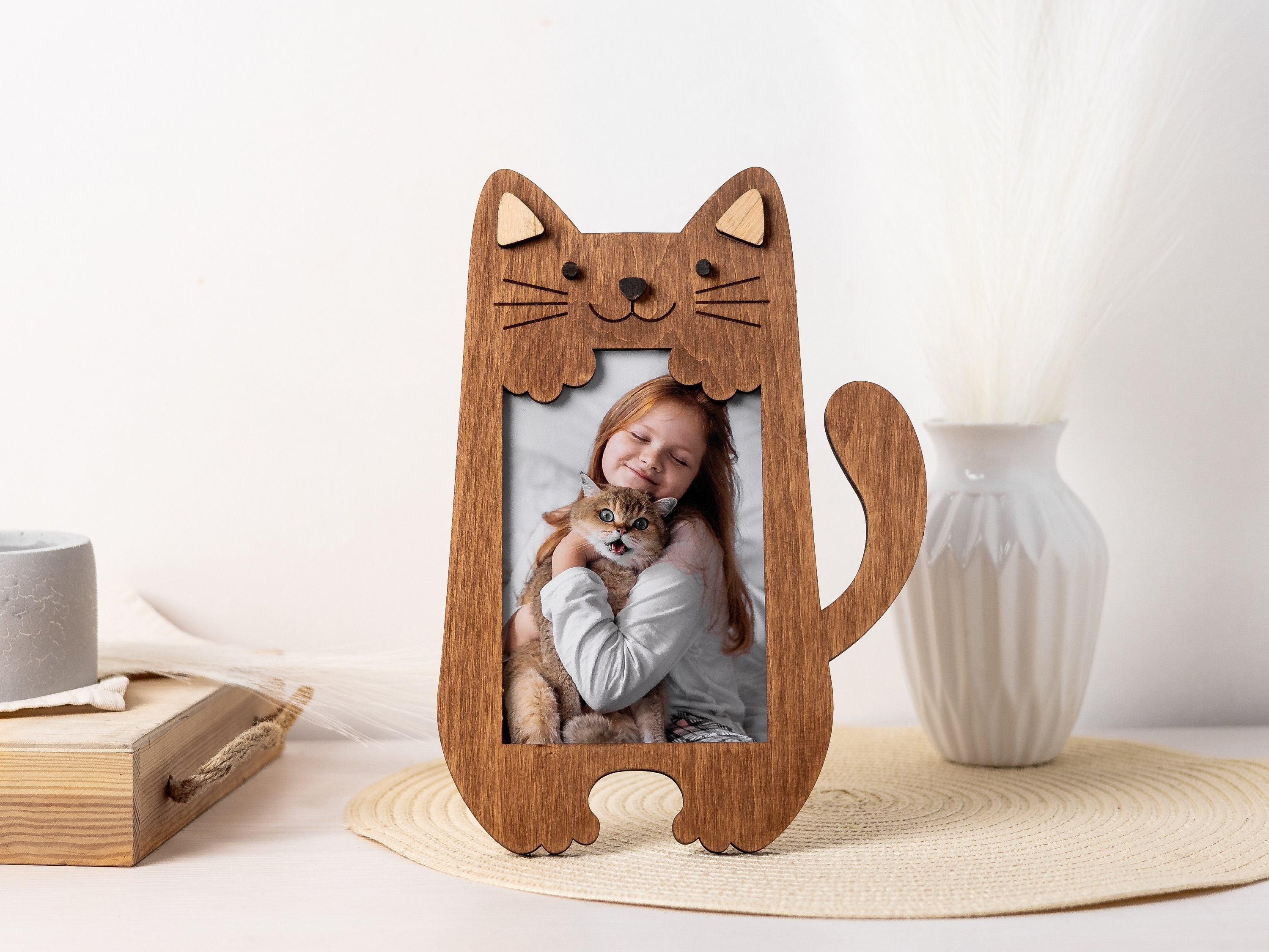 Mini Cat Picture Frame Personalized Cat 4x6 Picture Frame Cute Kitty Photo Frame Kids Room ...