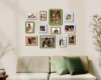 Galerie-Wandrahmen aus Holz - Benutzerdefinierte Fotorahmen-Collage Hauswanddekor Bilderrahmen-Set Familie Geburtstag, Jahrestag, Weihnachtsgeschenkidee
