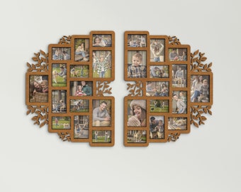Wooden Picture Frame 3.5x5 Frames Decor Collage Photo Wall Gallery Tree 28 5x7 Split Unique Etsy - Openings Family Design Photo 4x6 Family Multiple
