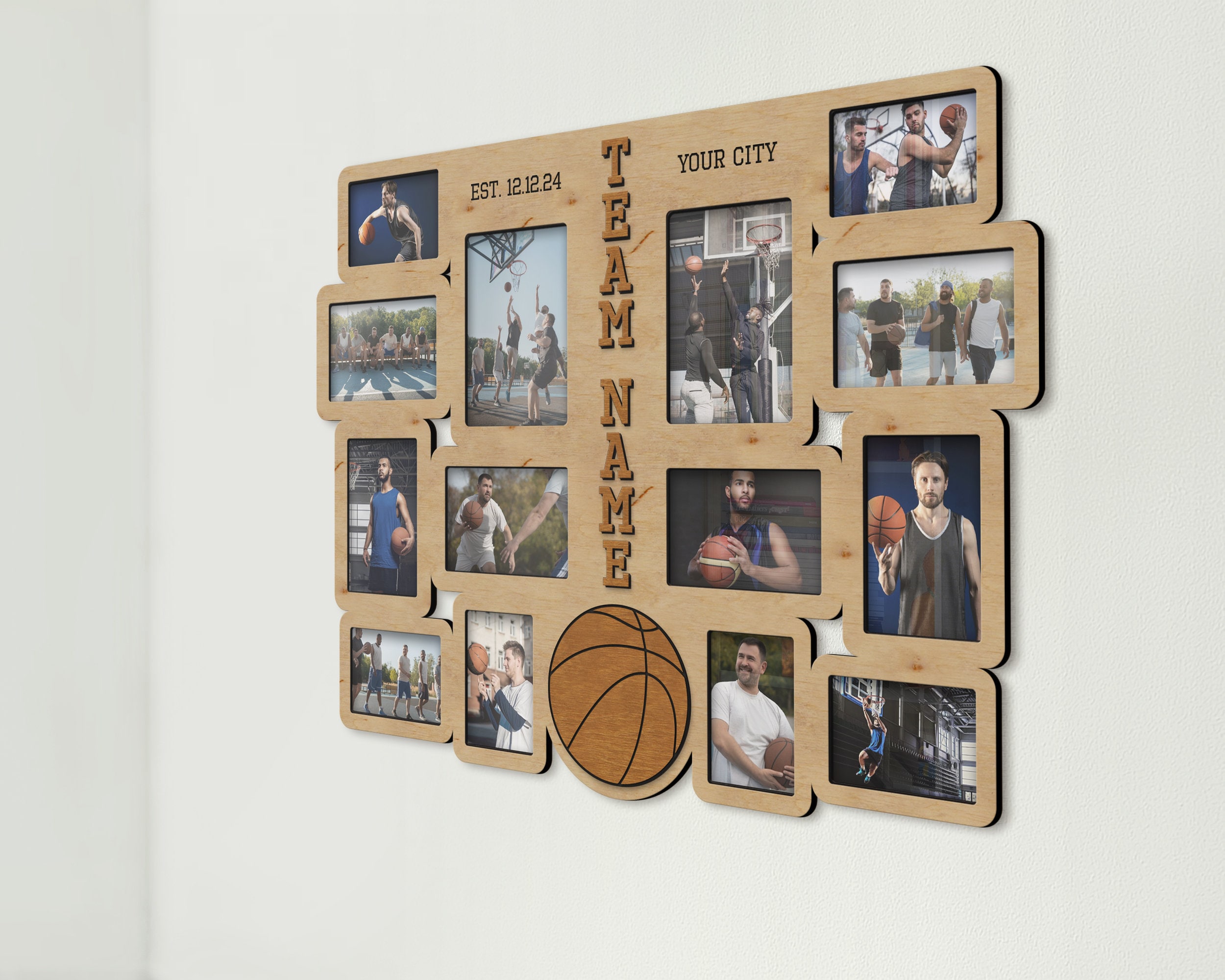 Handcrafted Sports Team Display Custom Basketball Picture Frame Collage ...