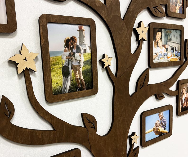 Tall Family Tree With Photo Frames - Wooden Rustic Picture Frame ...