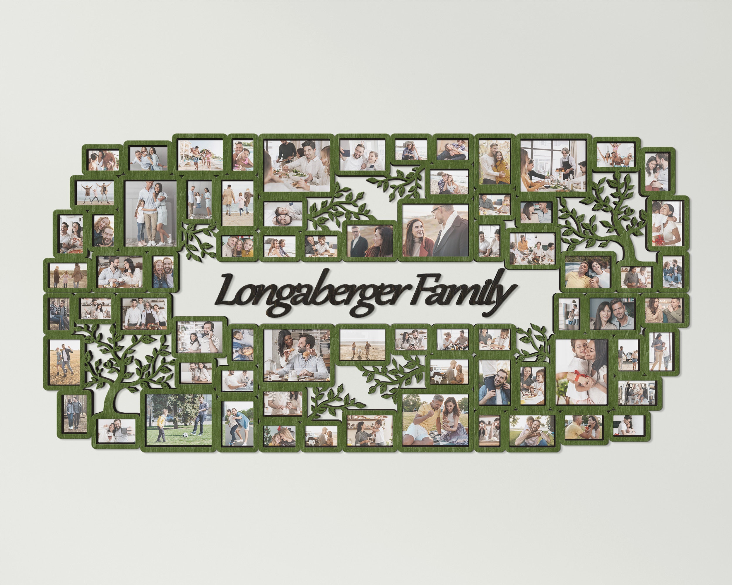Picture Frame Color:green Personalized Wooden Picture Frame Collage XXXL Wall Centerpiece Large ...