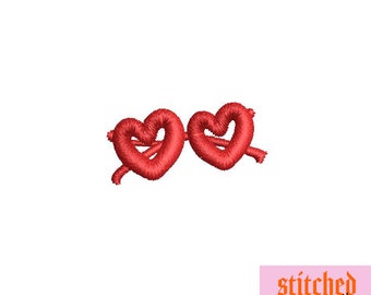 Mini heart-shaped glasses machine embroidery design files