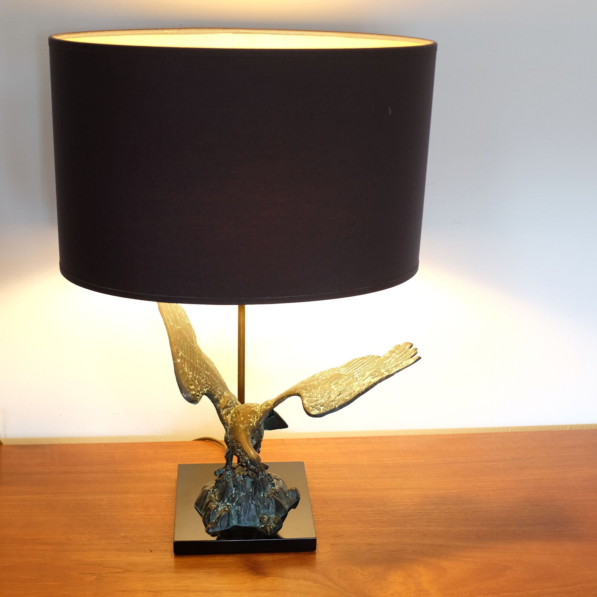 Mid century bronze Boudha table lamp from Maison Charles