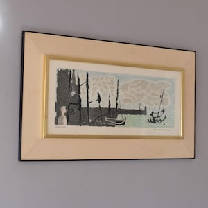 Mid Century Print, Vintage Framed Lithograph by Axel Olson, Signed Fine Art Print, Scandinavian Chic, Retro Graphic Art, Swedish Art