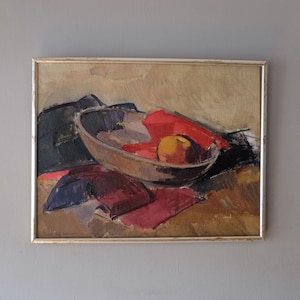 Modern Swedish Still Life Painting, Vintage Painting by Gustav Johansson, Original Mid Century Painting, Decorative Swedish Art, Vintage Art