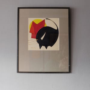Vintage Swedish Abstract, Mid-Century Abstract Watercolour by Gösta Idås, Vintage Original Artwork, Vintage Swedish Art, Scandinavian Style