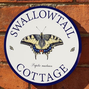 Butterfly house sign swallowtail or peacock butterfly house number wall plaque gift