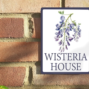 Wisteria blossom house sign, number, name, address, cottage sign, house plaque, gift or wall art