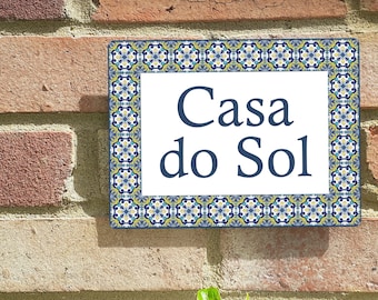 Portuguese pattern aluminium house sign, number, name, address sign, wall plaque, gift