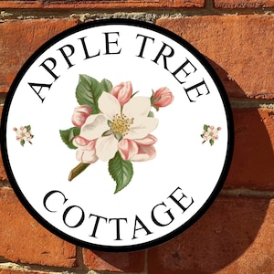 Apple tree blossom house sign, number, name, address, cottage sign, house plaque, gift or wall art