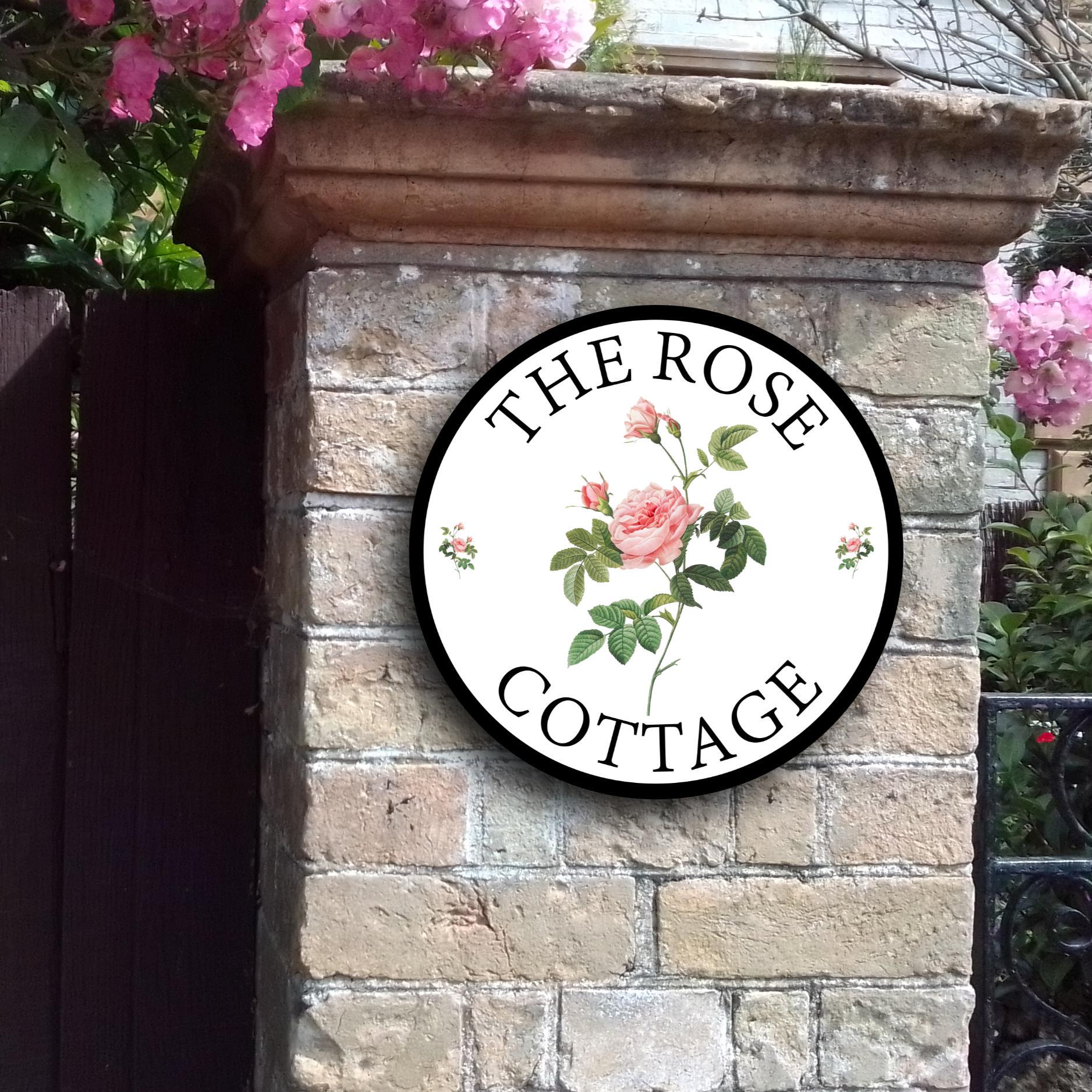 Rosa Rose Haus oder Landhaus Schild, Nummer, Name, Adressschild, Hausplakette, Geschenk oder Wandkunst