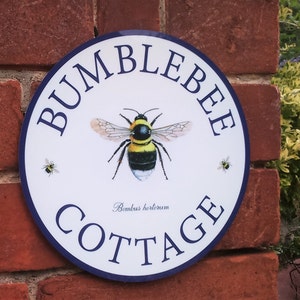 Bumblebee house sign, number, name, address, house plaque, aluminium sign, gift or wall art