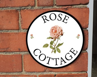 Rose house sign, number, name, address, cottage sign, house plaque, gift or wall art