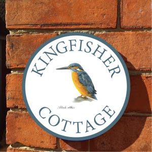 Kingfisher personalised aluminium designer house number, name, address, house plaque, gift and wall art