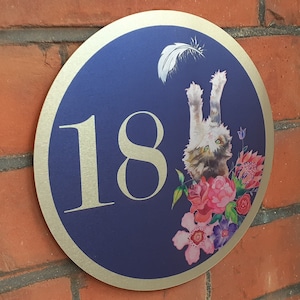 Katzen Hausnummer Name Türschild Haus Plakette oder Katze Wand Kunst Geschenk