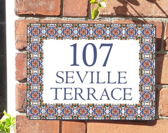 Spanish pattern aluminium house sign, number, name, address sign, wall plaque, gift