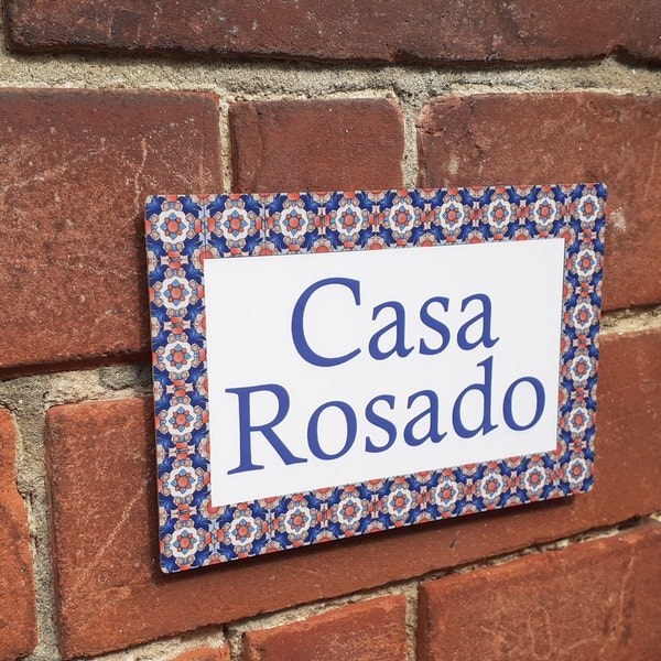 Mexican tile-pattern house sign, number, name, address sign, wall plaque, gift