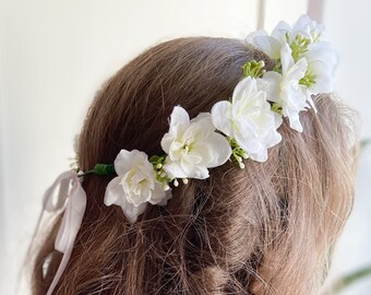 Élégante couronne de fleurs blanches - Parfaite pour la sainte communion