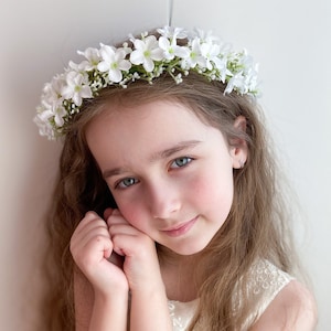 White Flower Headpiece, Flower Girl Crown, First Communion Crown