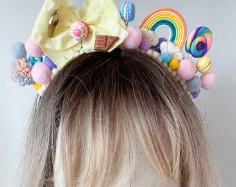 Ice cream & candy Headband, Sweets Crown, Food Hairpiece, Candyland Fascinator