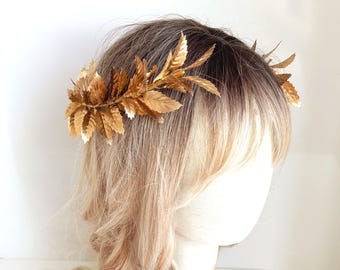 Gold Leaf Crown Headband: Handmade Roman Greek Goddess Tiara