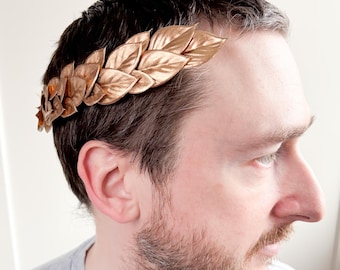 Złoty wieniec laurowy, korona z liści greckiej bogini, korona ślubna