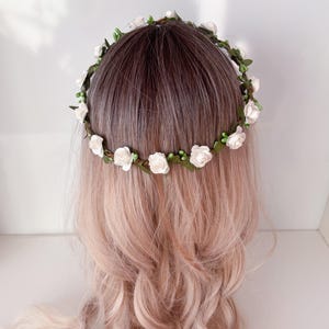 White Flower Girl Headpiece – Soft Floral Crown for Wedding or Photoshoot