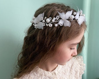 Pearl & Butterfly crown, first communion headpiece