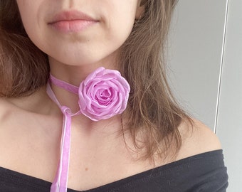 Flower Choker Necklace, Purple Flower Choker, Choker Neckless for Women