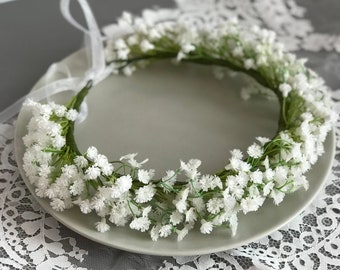 Babys breath crown, First Communion Crown, Holy Communion Headpiece