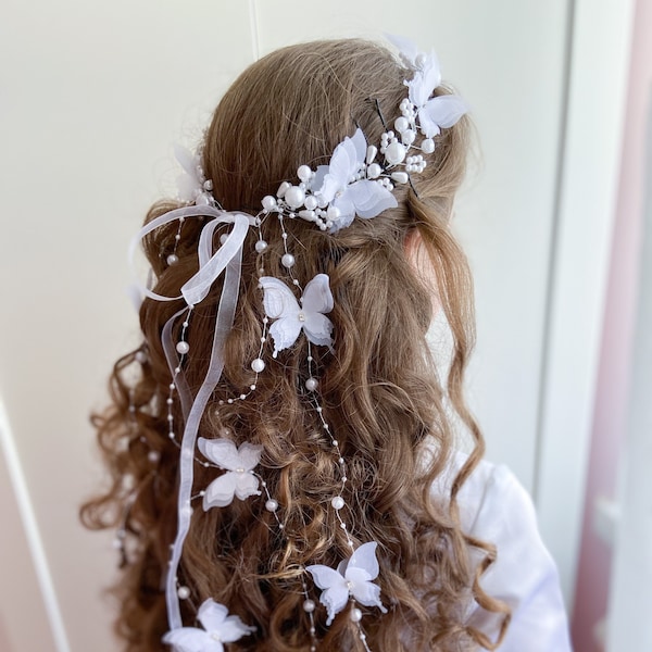 Butterfly pearl hail vine, pearl hair piece, bridal hair vine